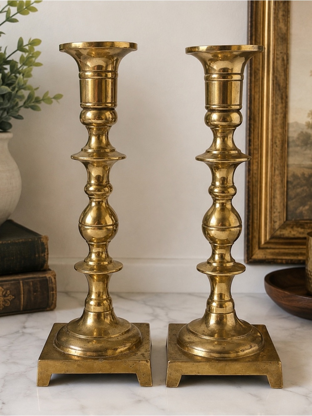Vintage EB Baldwin Brass Candlestick Holders Pair 10” Heavy